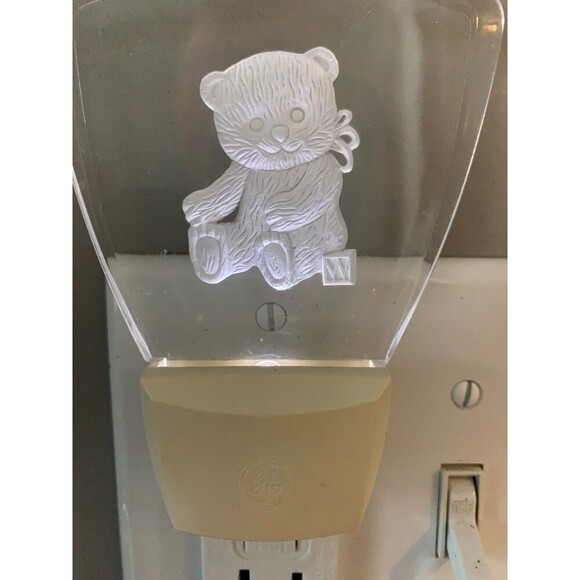 VTG 90s 80s Teddy Bear GE Electric Light Up Night Lite Kids Toy Glass Plug IN - Picture 3 of 6